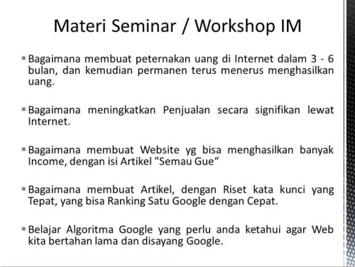 Pembicara Internet Marketing di Pulogadung Jakarta Timur