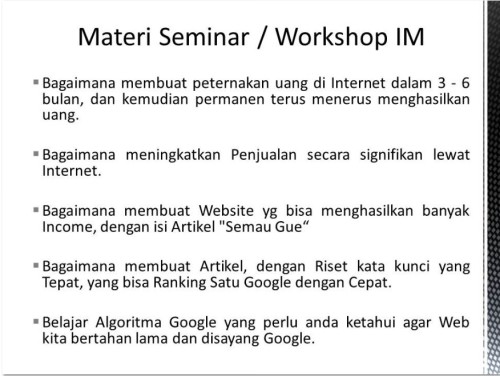 Pembicara Internet Marketing di Ciracas Jakarta Timur