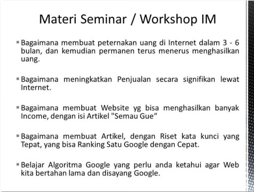 Pembicara Internet Marketing di Tanah Abang Jakarta Pusat